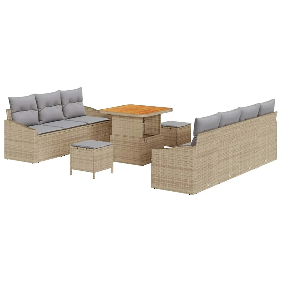 Ensemble de canapé de jardin 10 pcs Beige polyrotin - 2