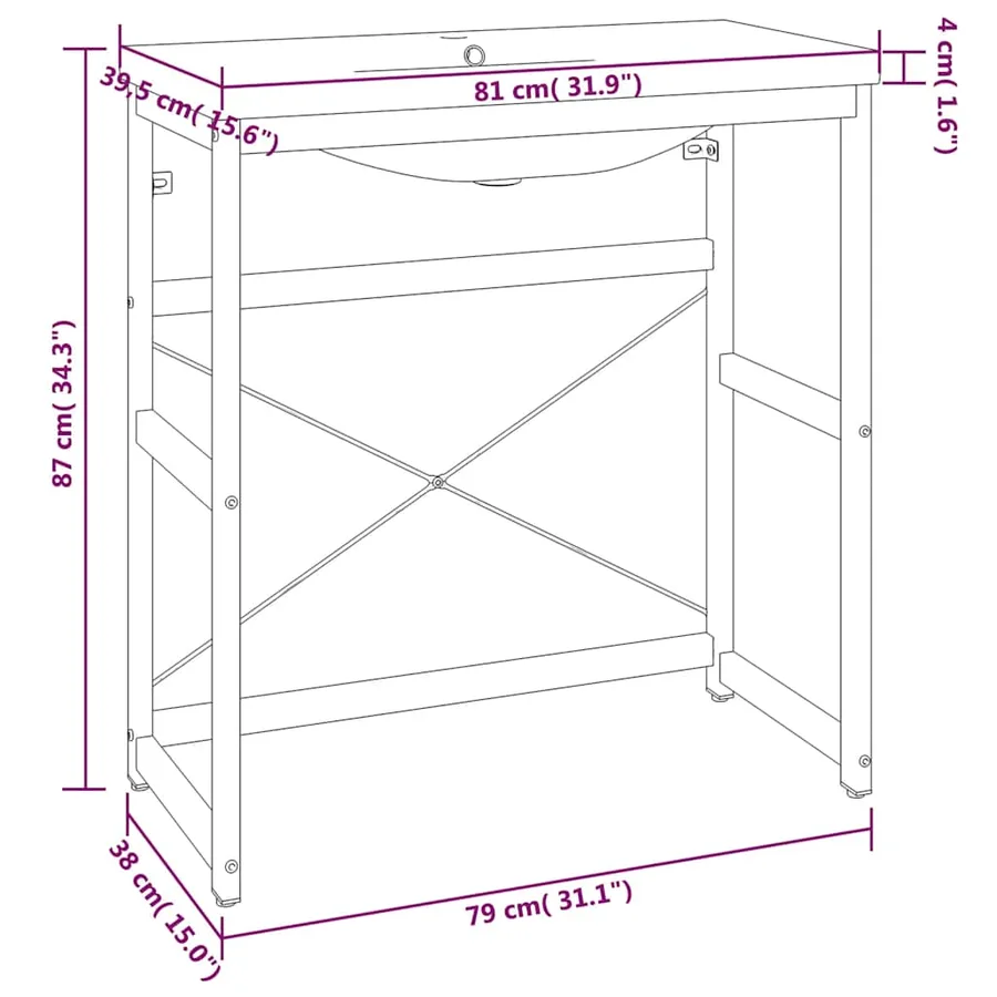 Cadre de lavabo de salle de bain vasque à encastrer Noir Fer - 7
