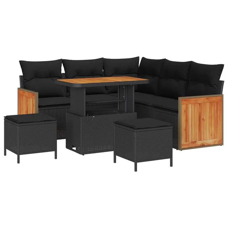 Ensemble de canapé de jardin avec coussin 8 pcs Noir - 2