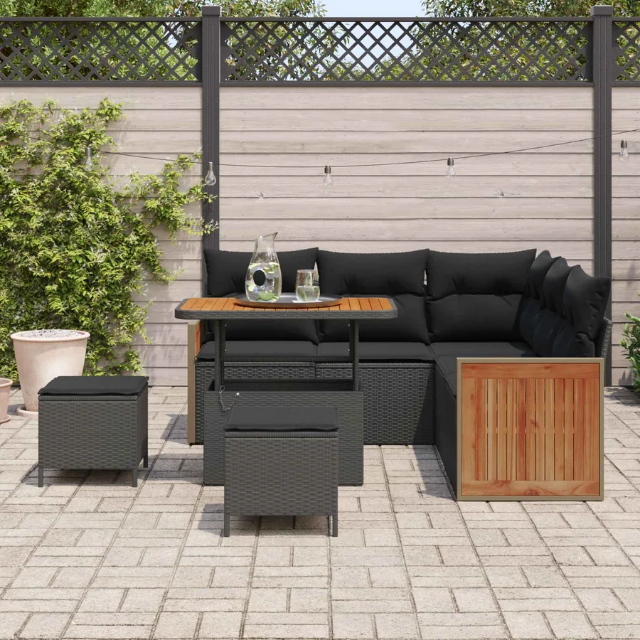 Ensemble de canapé de jardin avec coussin 8 pcs Noir - 3