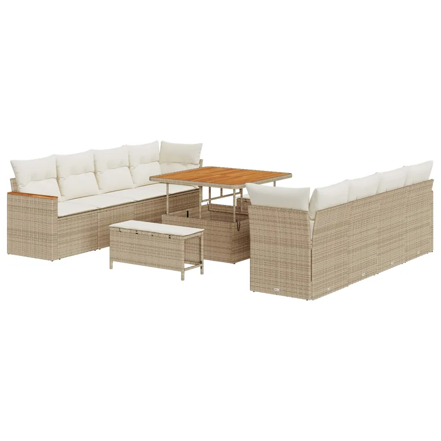 Ensemble de canapé de jardin 11 pcs Beige polyrotin - 2