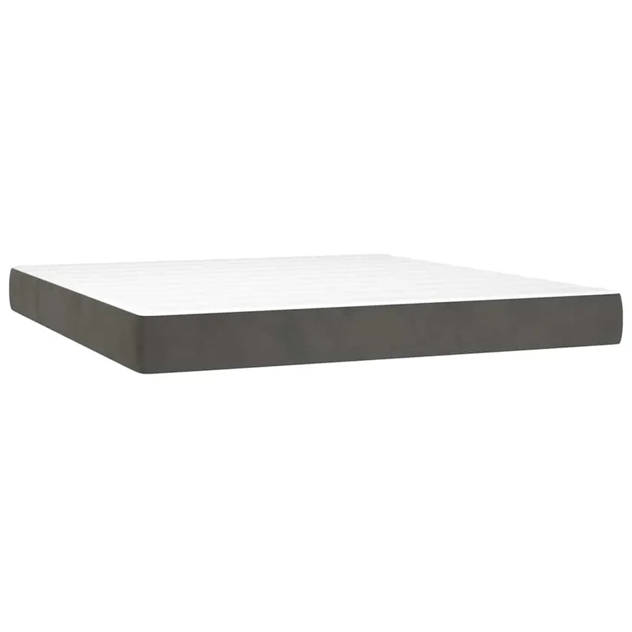 Sommier à lattes de lit et matelas Gris foncé 180x200cm Velours - 5