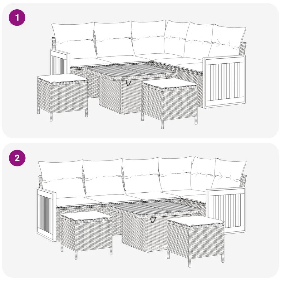 Ensemble de canapé de jardin avec coussin 8 pcs Noir - 8
