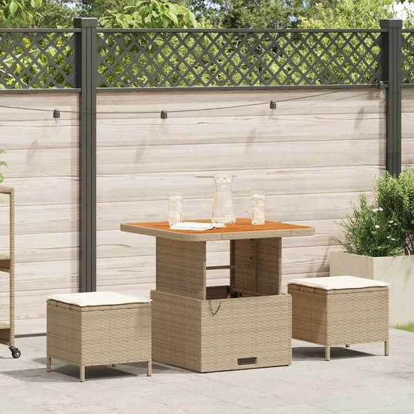 Ensemble de salle à manger pour jardin Beige polyrotin