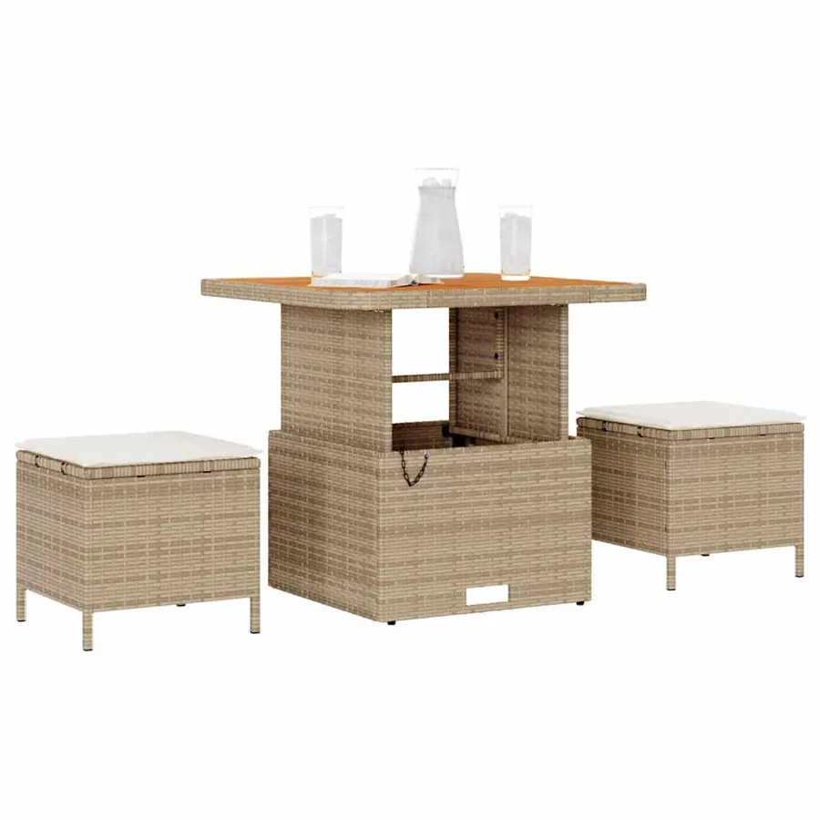 Ensemble de salle à manger pour jardin Beige polyrotin - 3