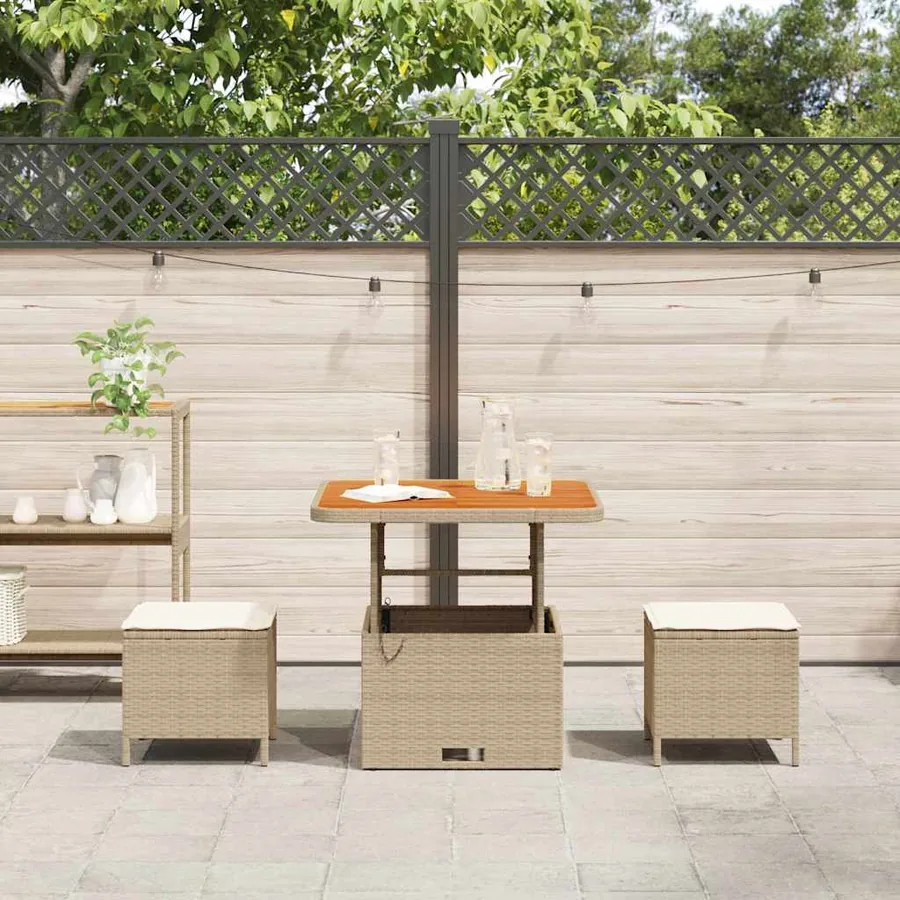 Ensemble de salle à manger pour jardin Beige polyrotin - 4