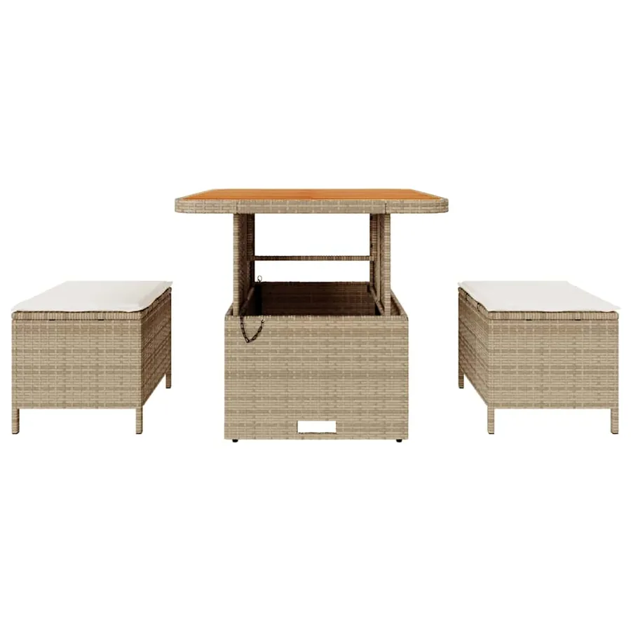 Ensemble de salle à manger pour jardin Beige polyrotin - 7