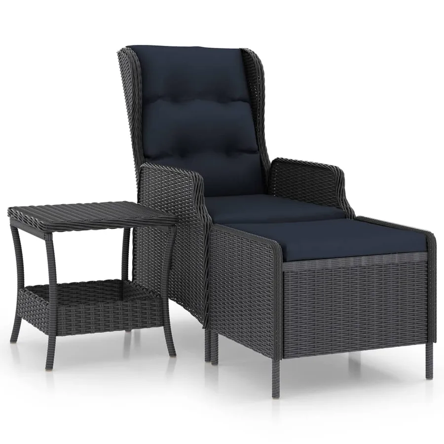 Salon de jardin 2 pcs avec coussins résine tressée gris foncé - 2