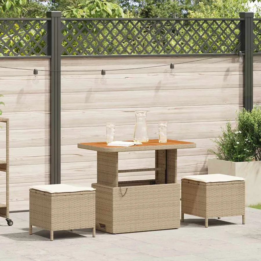 Ensemble de salle à manger pour jardin Beige polyrotin