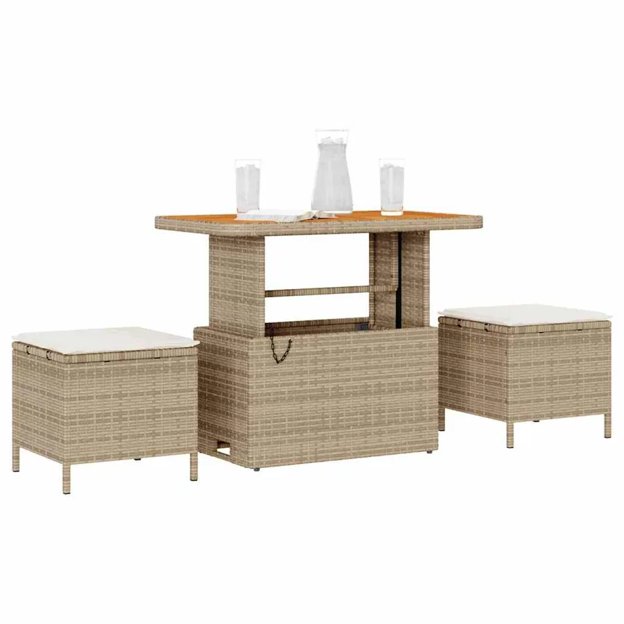 Ensemble de salle à manger pour jardin Beige polyrotin - 3
