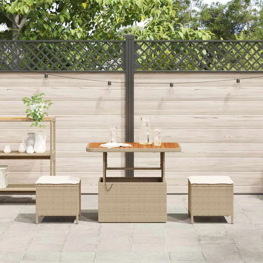 Ensemble de salle à manger pour jardin Beige polyrotin - 4