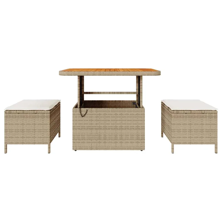 Ensemble de salle à manger pour jardin Beige polyrotin - 7