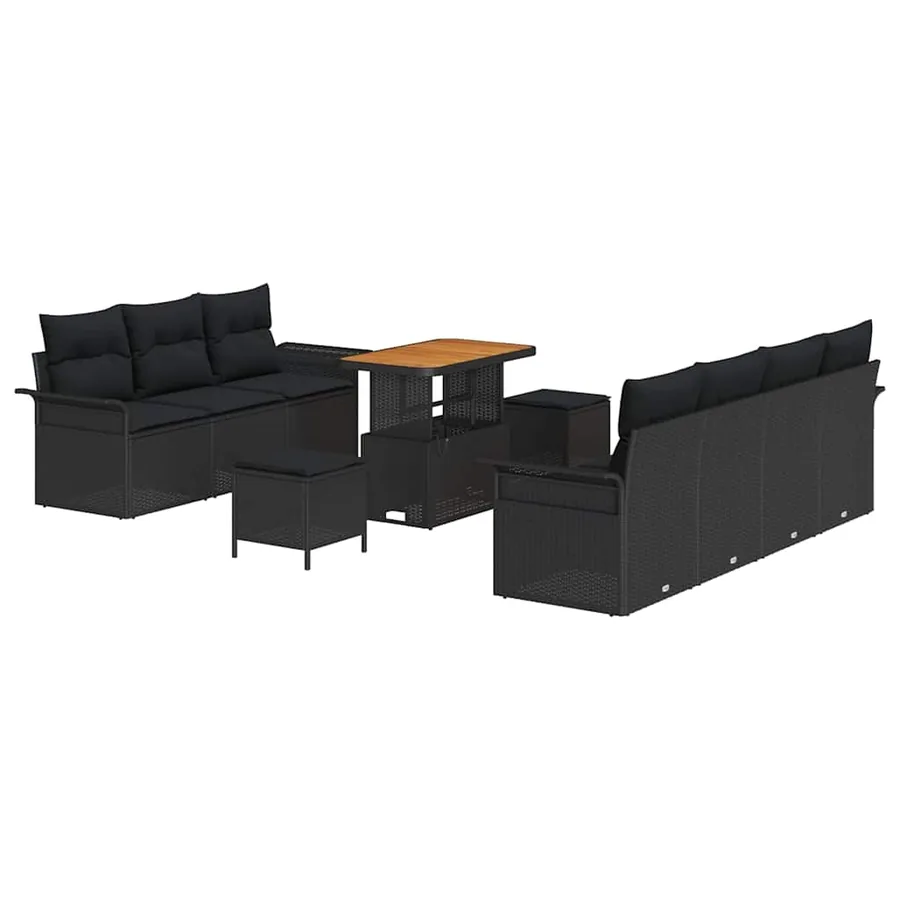 Ensemble de canapé de jardin avec coussin 10 pcs Noir - 2