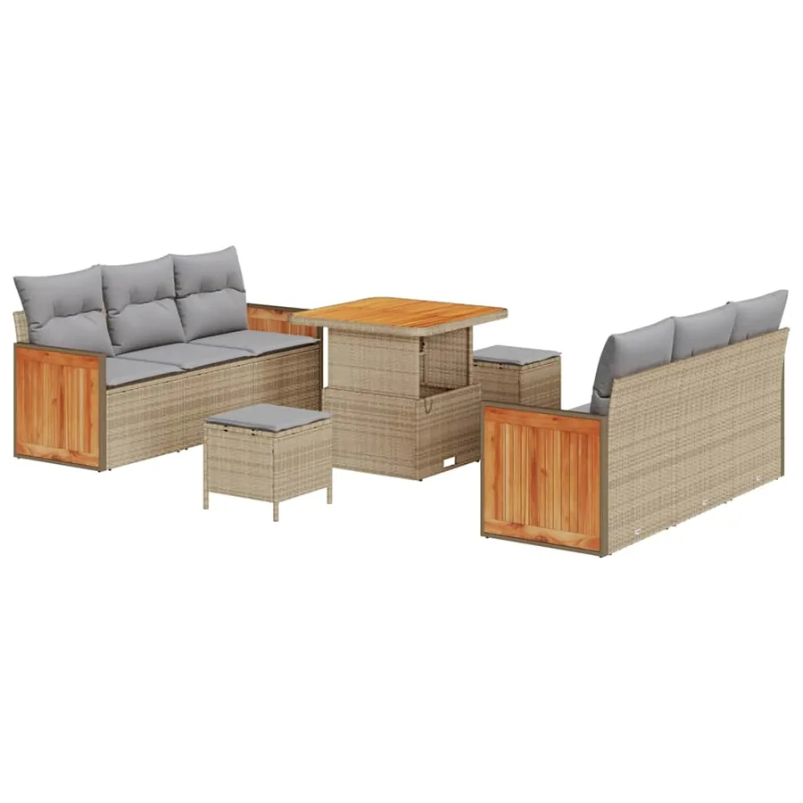 Ensemble de canapé de jardin 11 pcs Beige et Gris clair - 2