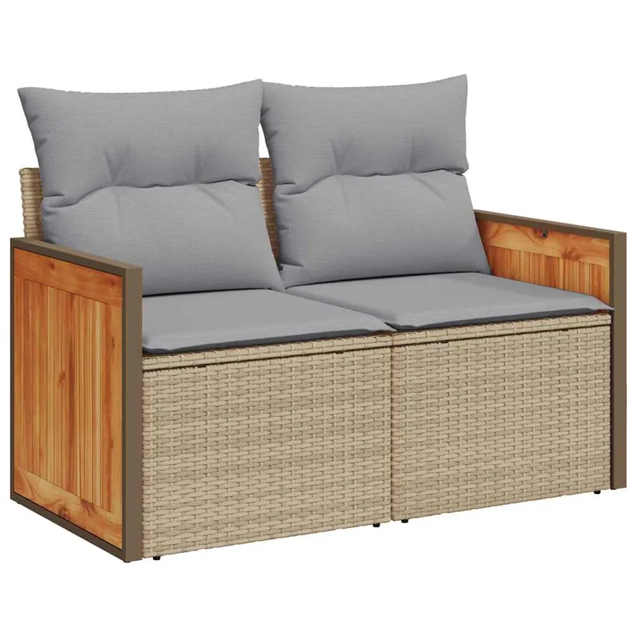 Ensemble de canapé de jardin 11 pcs Beige et Gris clair - 6