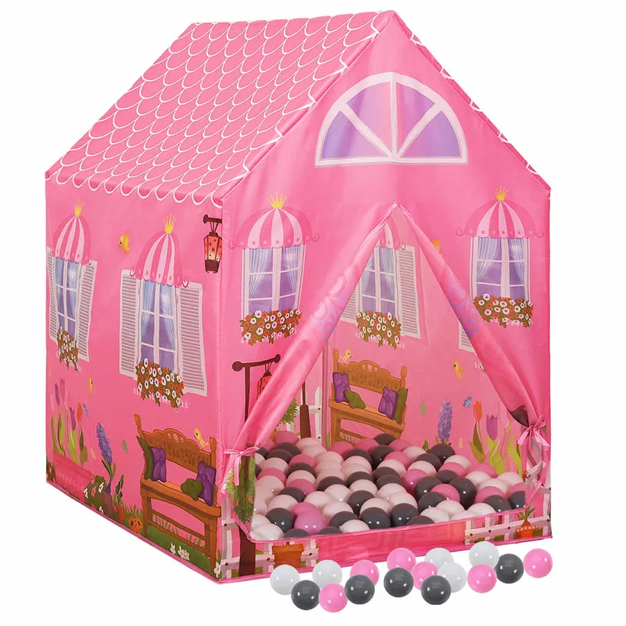 Tente de jeu pour enfants avec 250 balles Rose 69x94x104 cm - 2