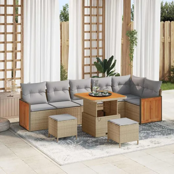 Ensemble de canapé de jardin 11 pcs Beige et Gris clair