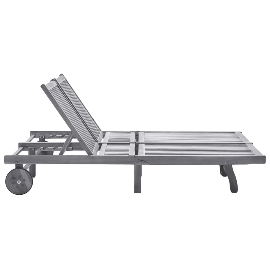 Chaise longue de jardin 2 places avec coussin Gris Acacia - 2