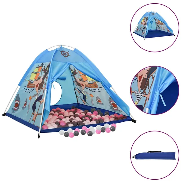 Tente de jeu pour enfants avec 250 balles Bleu 120x120x90 cm
