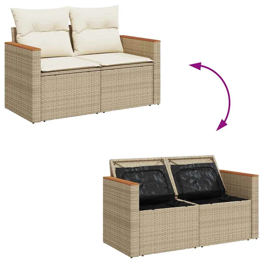 Ensemble de canapé de jardin 13 pcs Beige polyrotin - 10