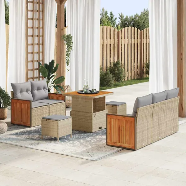 Ensemble de canapé de jardin 10 pcs Beige et Gris clair