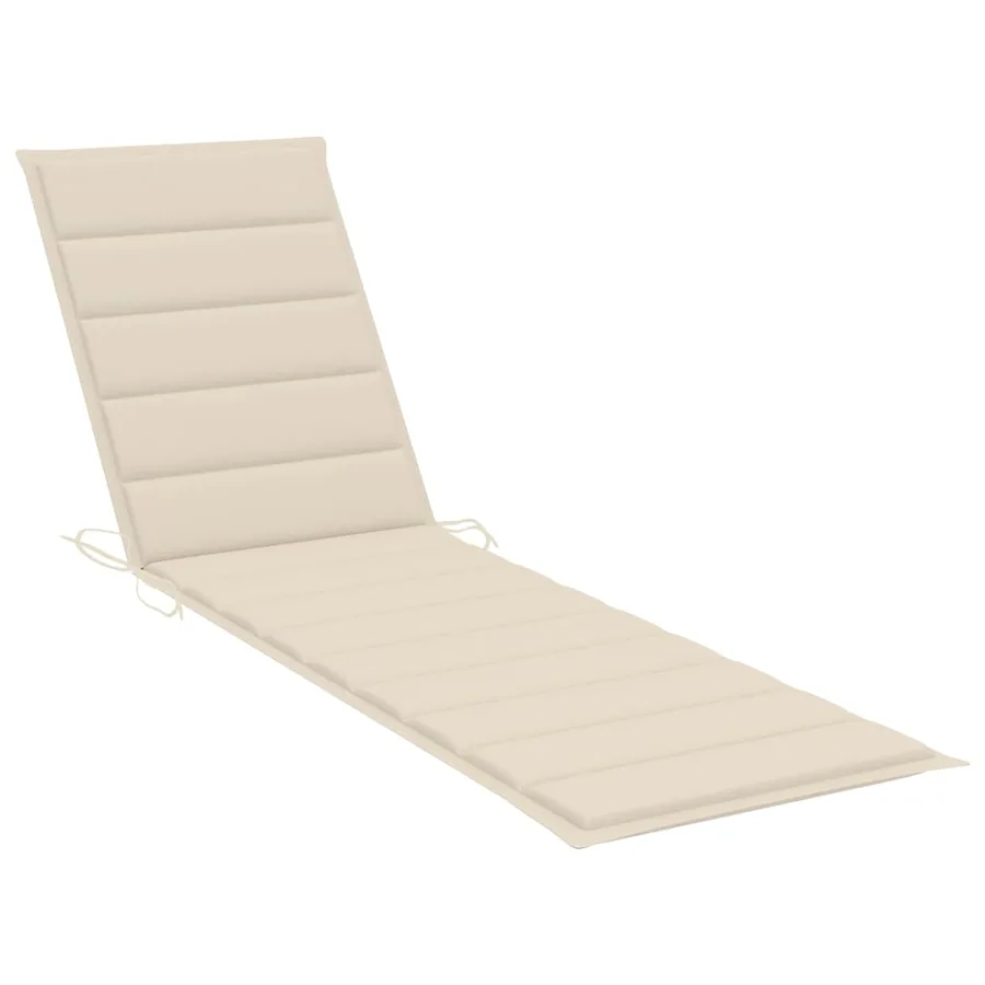 Chaise longue avec coussin crème Bois de teck solide - 10