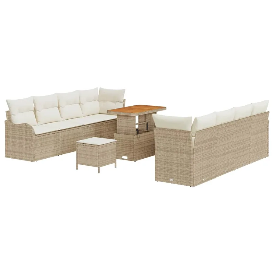 Ensemble de canapé de jardin 11 pcs Beige polyrotin - 2