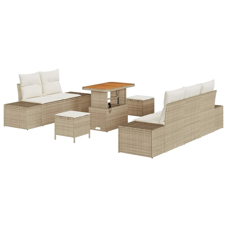 Ensemble de canapé de jardin 8 pcs Beige Poly rotin - 2
