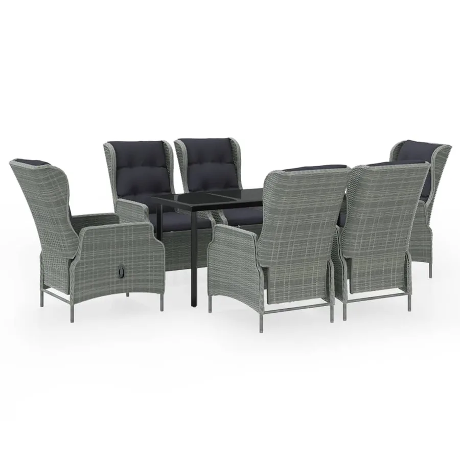 Ensemble à manger de jardin 7 pcs Gris clair - 2
