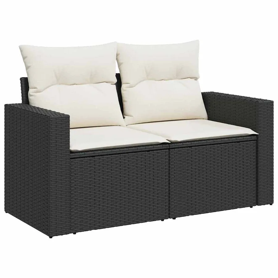Ensemble de canapé de jardin 9 pcs Noir polyrotin - 4