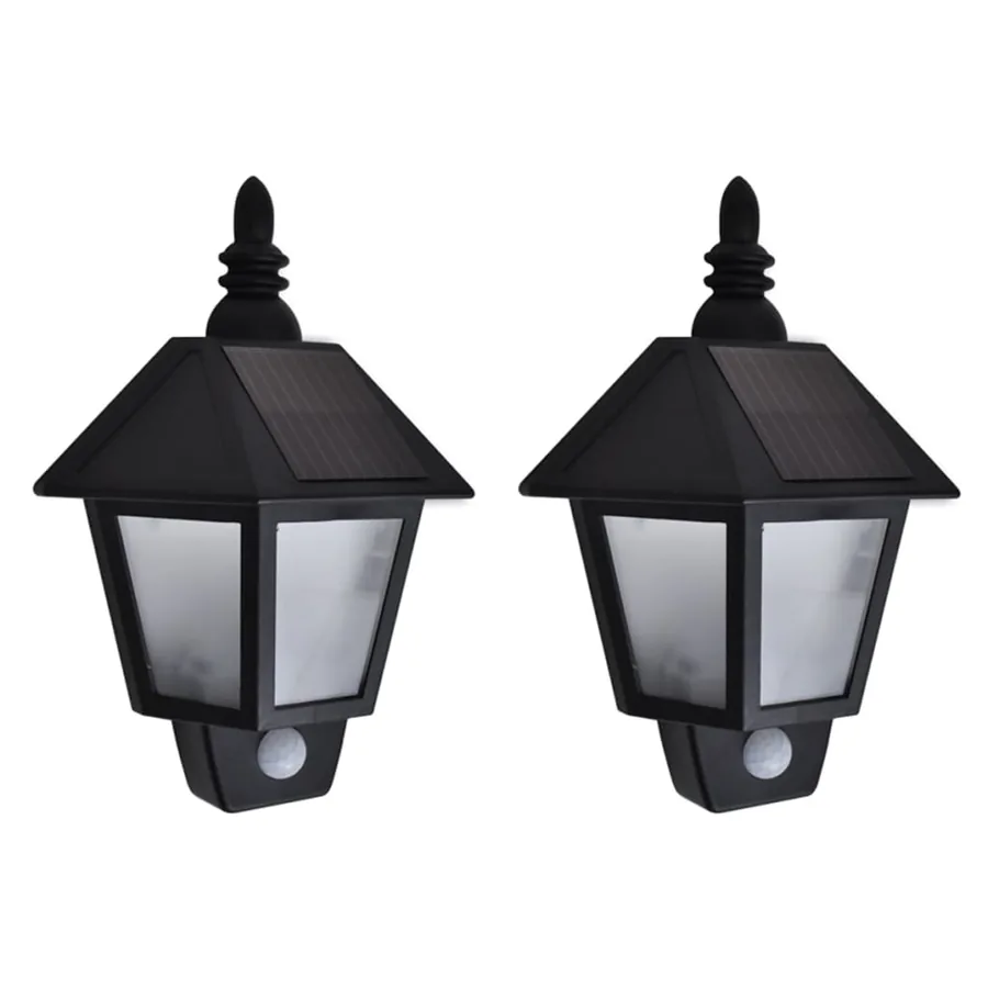 Solar wall lights 2 pcs with motion sensor black