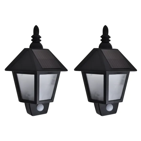 Solar wall lights 2 pcs with motion sensor black