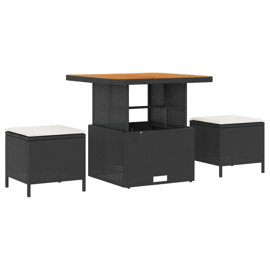 Ensemble de canapé de jardin 8 pcs Noir polyrotin - 4