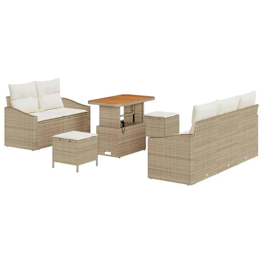 Ensemble de canapé de jardin avec coussin 8 pcs Beige et crème - 2
