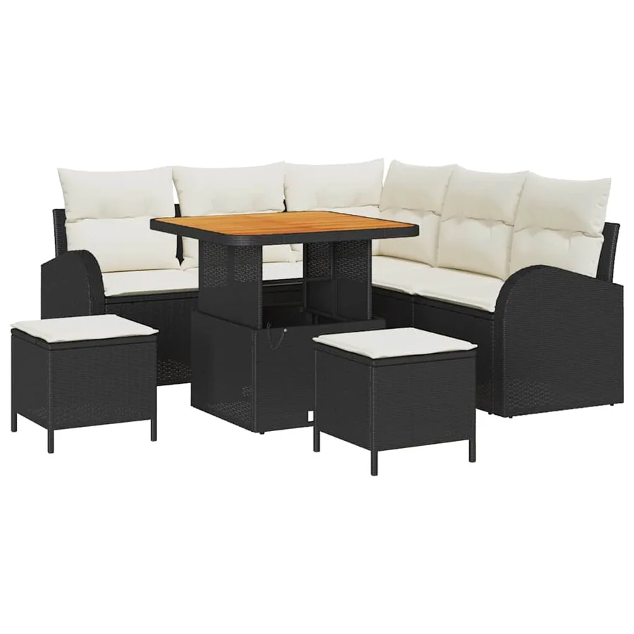 Ensemble de canapé de jardin avec coussin 8 pcs Noir polyrotin - 2