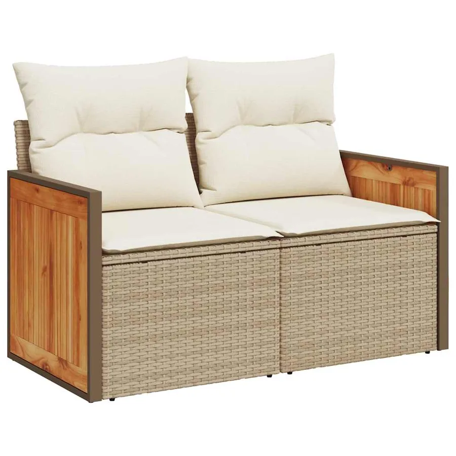 Ensemble de canapé de jardin 11 pcs Beige et crème polyrotin - 6