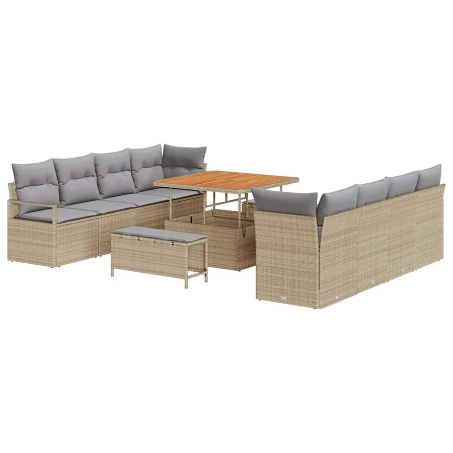 Ensemble de canapé de jardin 11 pcs Beige polyrotin - 2