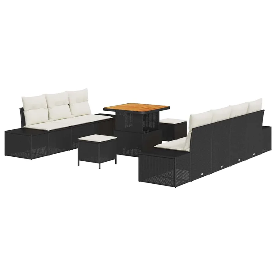 Ensemble de canapé de jardin 10 pcs Noir Poly rotin - 2
