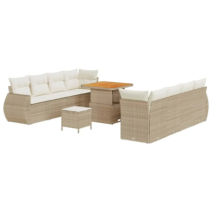 Ensemble de canapé de jardin 11 pcs Beige Poly rotin - 2