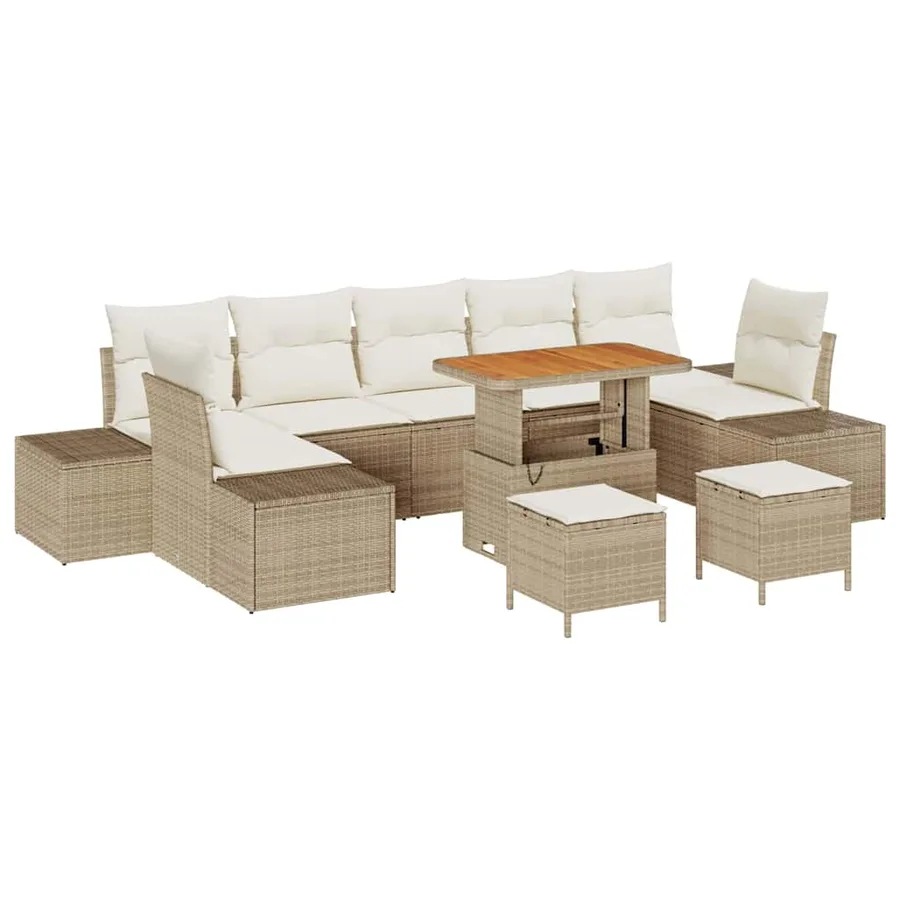 Ensemble de canapé de jardin 10 pcs Beige polyrotin - 2