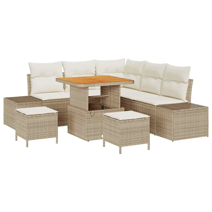 Ensemble de canapé de jardin 8 pcs Beige Poly rotin - 2