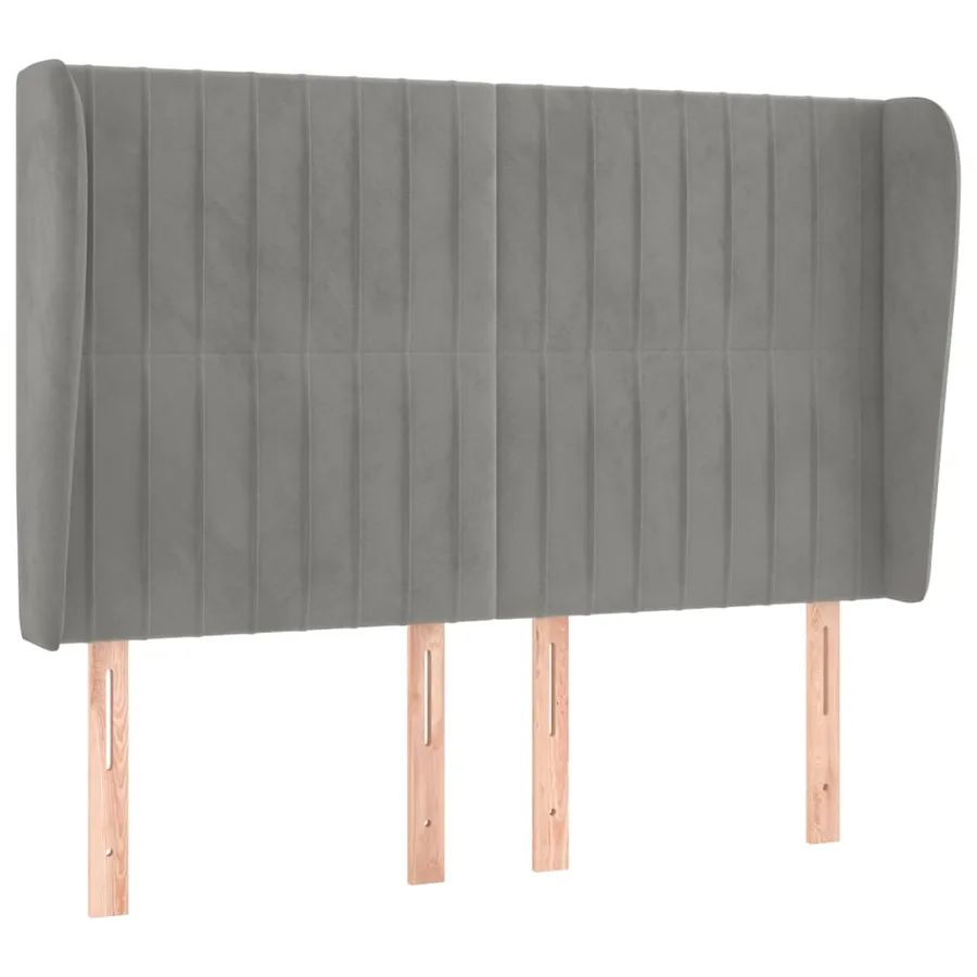 Tête de lit avec oreilles Gris clair 147x23x118/128 cm Velours - 2