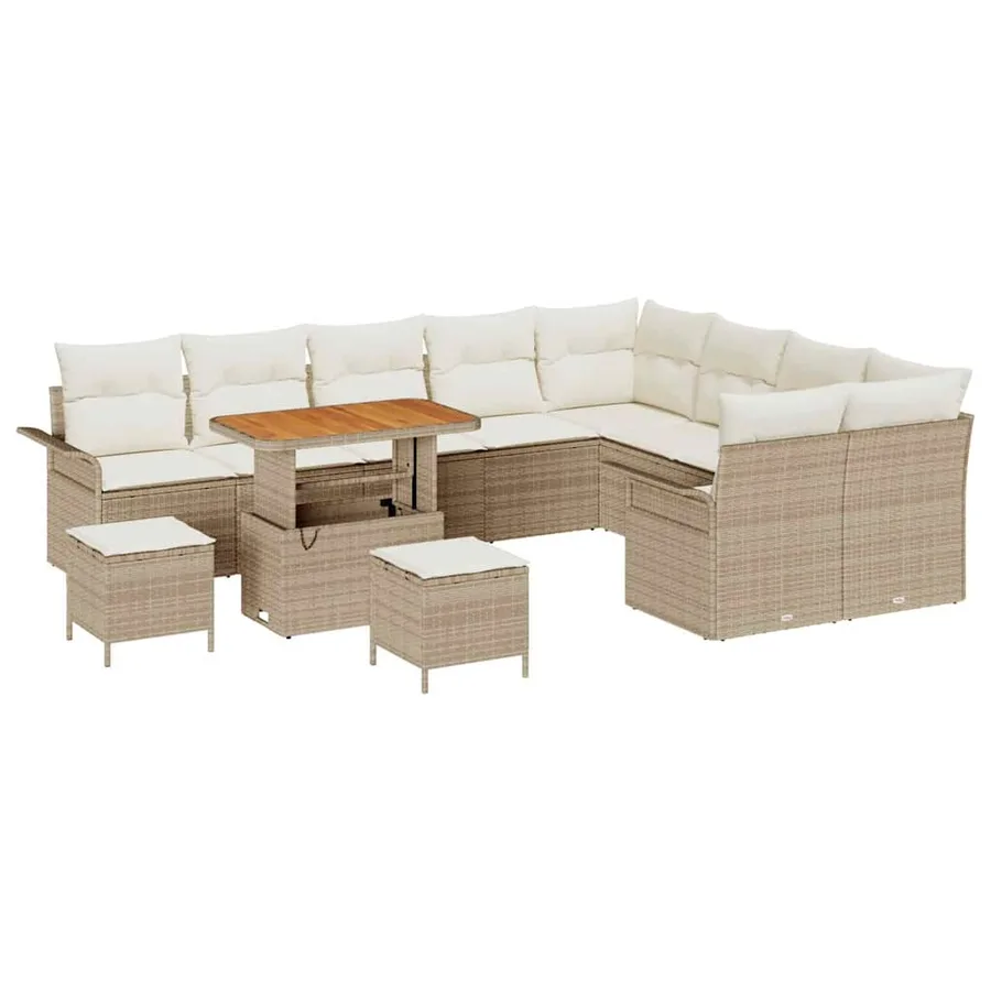 Ensemble de canapé de jardin avec coussin 12 pcs Beige et crème - 2