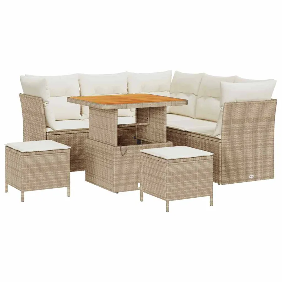 Ensemble de canapé de jardin avec coussin 8 pcs beige et crème - 2