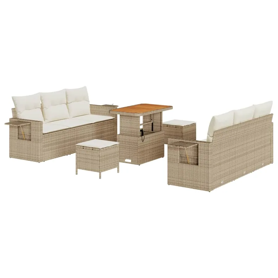 Ensemble de canapé de jardin avec coussin 9 pcs beige et crème - 2