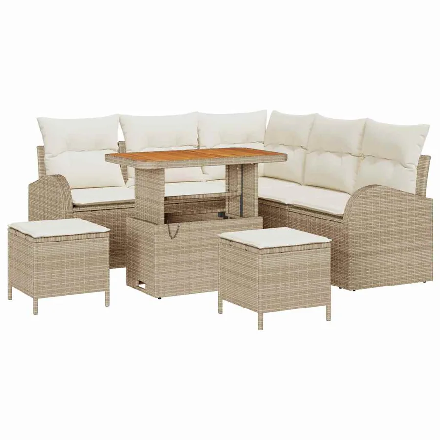 Ensemble de canapé de jardin avec coussin 8 pcs Beige et crème - 2
