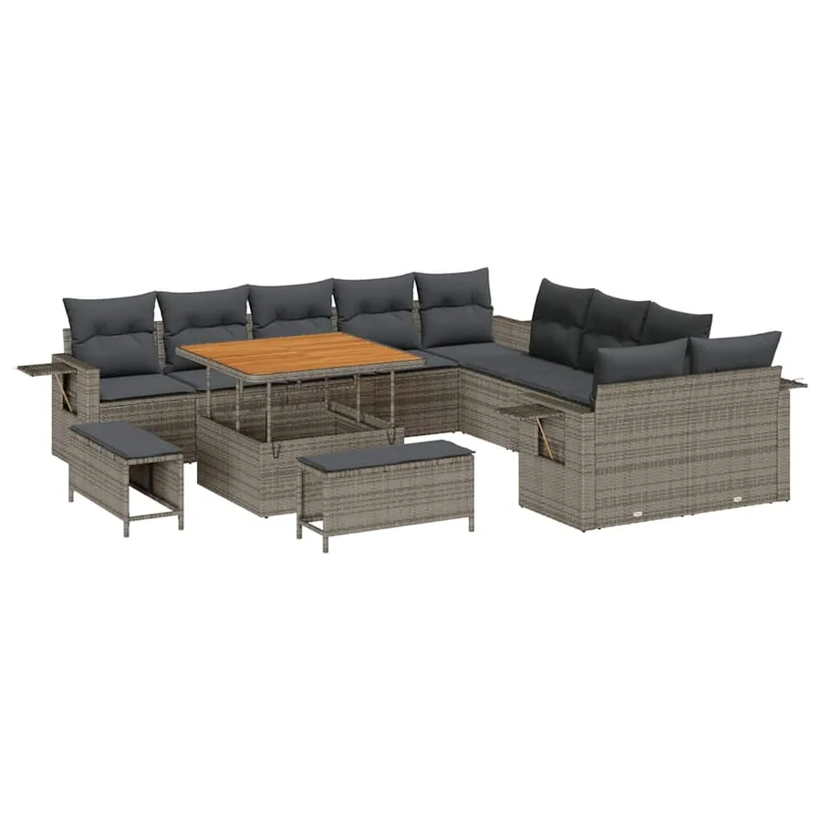 Ensemble de canapé de jardin 13 pcs Gris polyrotin - 2