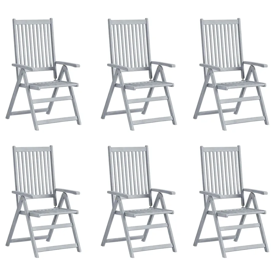 Chaises inclinables de jardin lot de 6 et coussins Bois acacia - 2