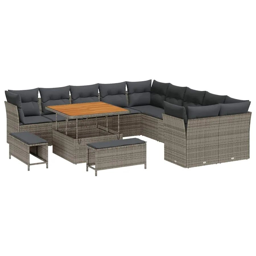 Ensemble de canapé de jardin 13 pcs Gris polyrotin - 2