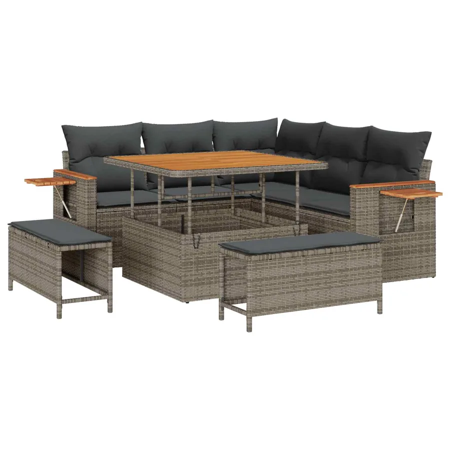 Ensemble de canapé de jardin 8 pcs Gris polyrotin - 2